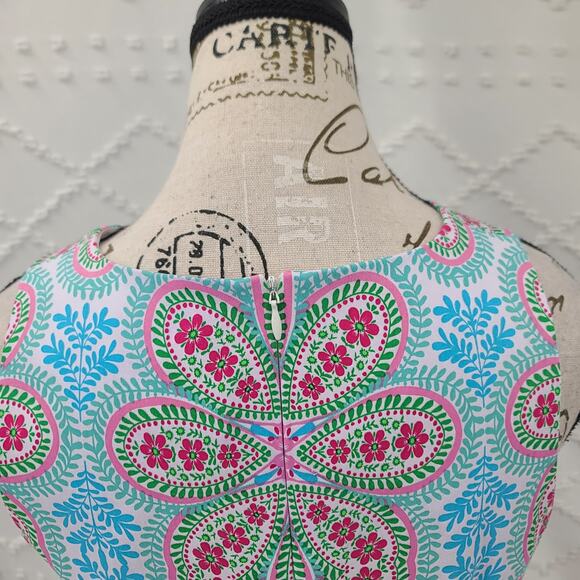 Maggy L Vibrant paisley tank summer sheath dress dress Size 4 Resort wear beachy - Picture 4 of 9